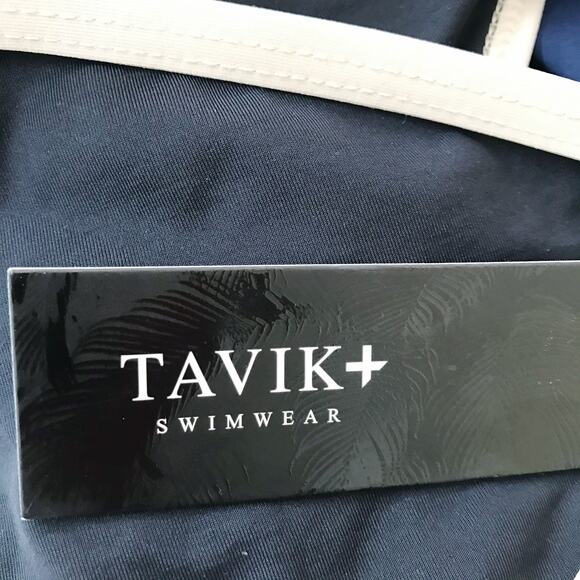 New Tavik Jett Colorblock Triangle Bikini Top Black and Cream Women's Size L - Picture 8 of 11